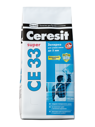 Затирка Ceresit СЕ-33 для узких швов 2-5мм с противогрибковым эффектом 2 кг (Антрацит 13)